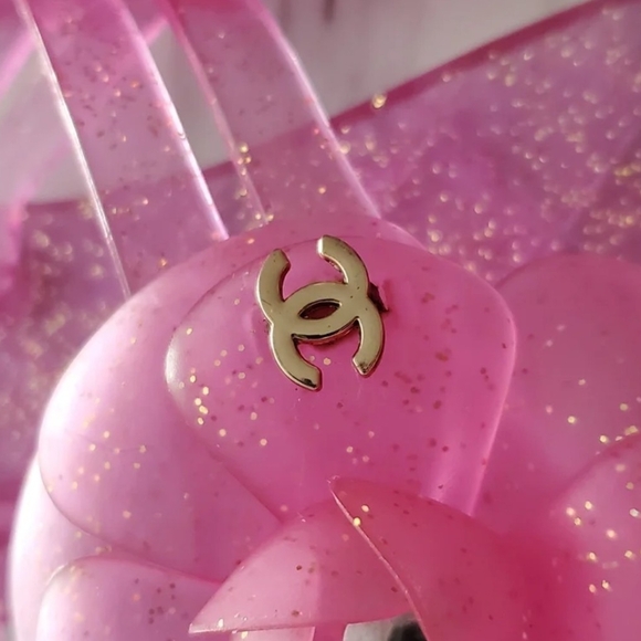 Pink Glitter Jelly Sandals with Flower Accent - Picture 5 of 6